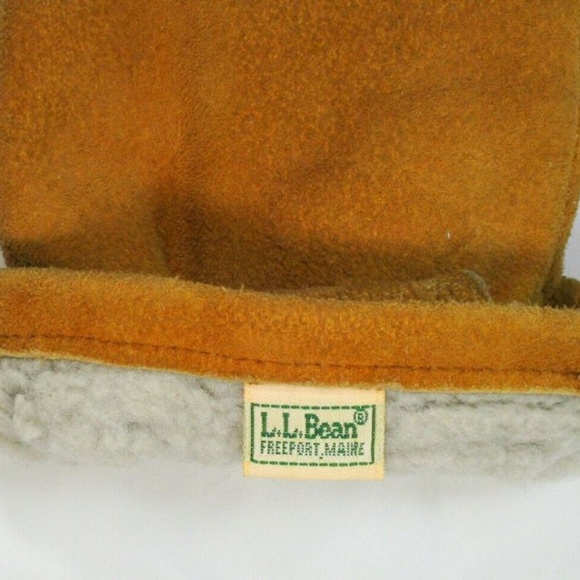 SOLD LL Bean Buckskin Mitts 3 Finger Gloves Sz Med - Picture 3 of 8